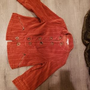 Dressbarn orange Corduroy 3/4 sleeve blazer